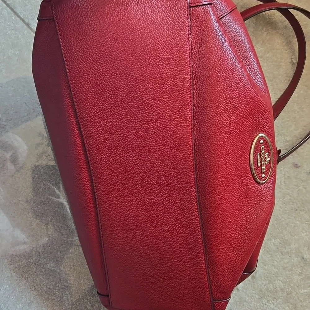 Madison Edie Coach Red Leather Women's Bag, EUC